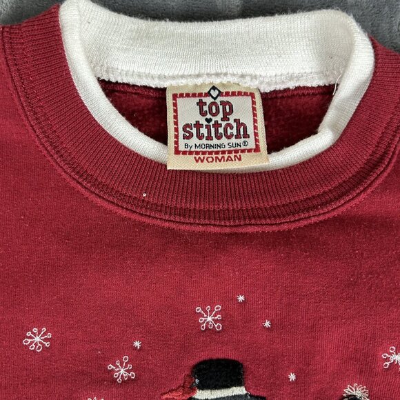Vintage Top Stitch by Morning Sun Sweatshirt Size 2X Red Snowman Grandma Comfy - Picture 5 of 8